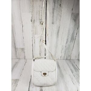 Jay Herbert NY White Faux Leather Quilted Shoulder Bag Women's Purse